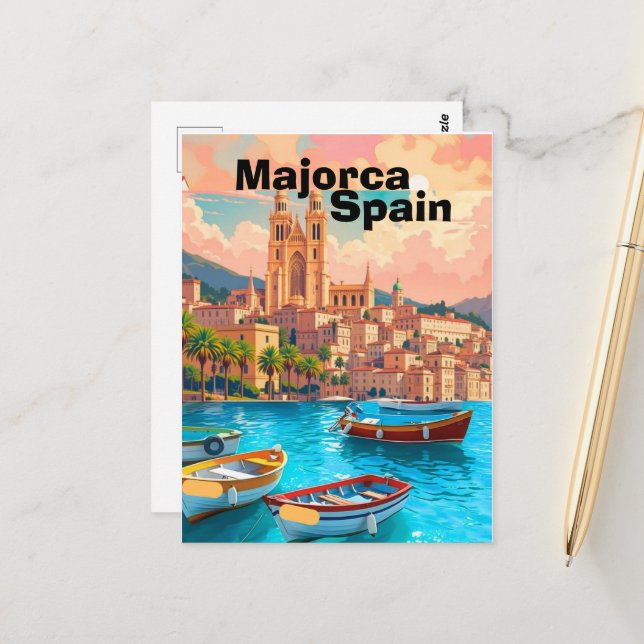 Art de carte postale de voyage à Majorque en Espag (Devant/Arrière en situation)