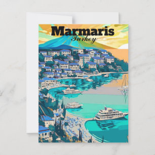 Art de carte postale de voyage à Marmaris, Marmari