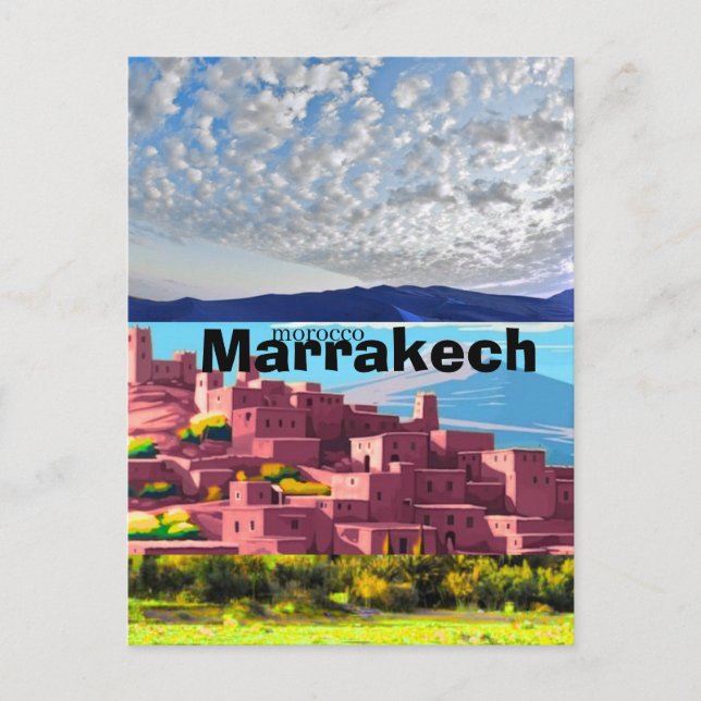 Art de carte postale de voyage à Marrakesh, carte  (Devant)