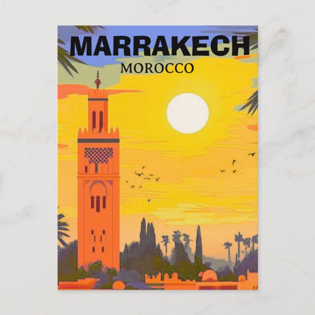 Art de carte postale de voyage à Marrakesh, carte  (Devant)