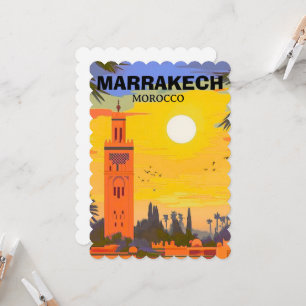 Art de carte postale de voyage à Marrakesh, carte