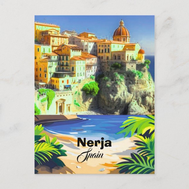 Art de carte postale de voyage à Nerja Espagne, ca (Devant)