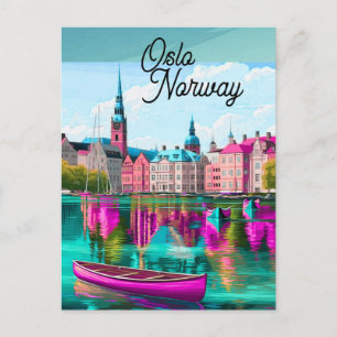 Art de carte postale de voyage à Oslo en Norvège, 