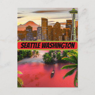 Art de carte postale de voyage à Seattle, carte po