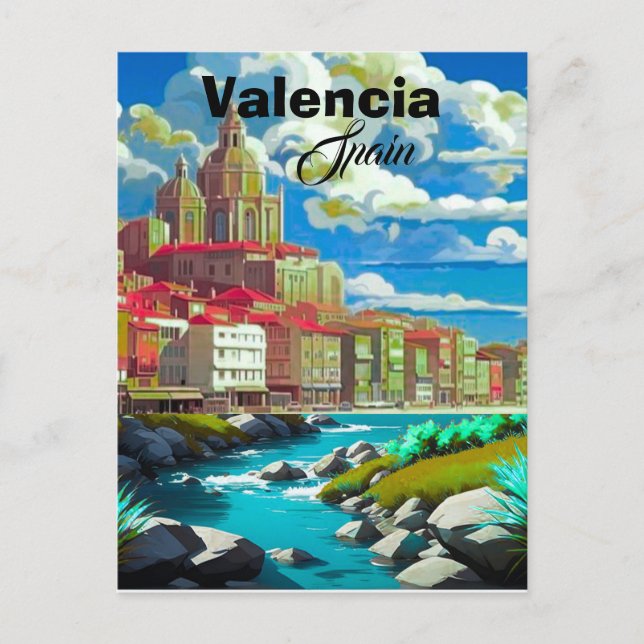 Art de carte postale de voyage à Valence Espagne,  (Devant)