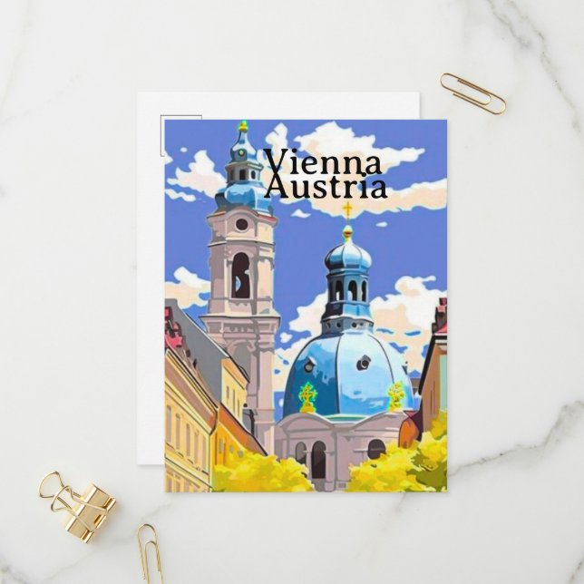 Art de carte postale de voyage à Vienne, Art de vo (Devant/Arrière en situation)