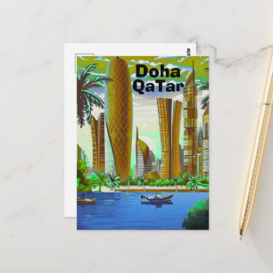 Art de carte postale de voyage de Doha, Skyline de