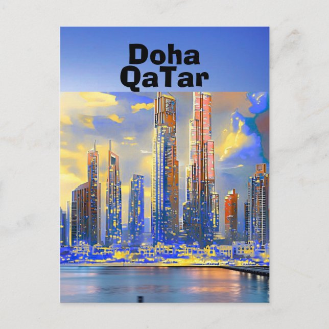 Art de carte postale de voyage de Doha, Skyline de (Devant)