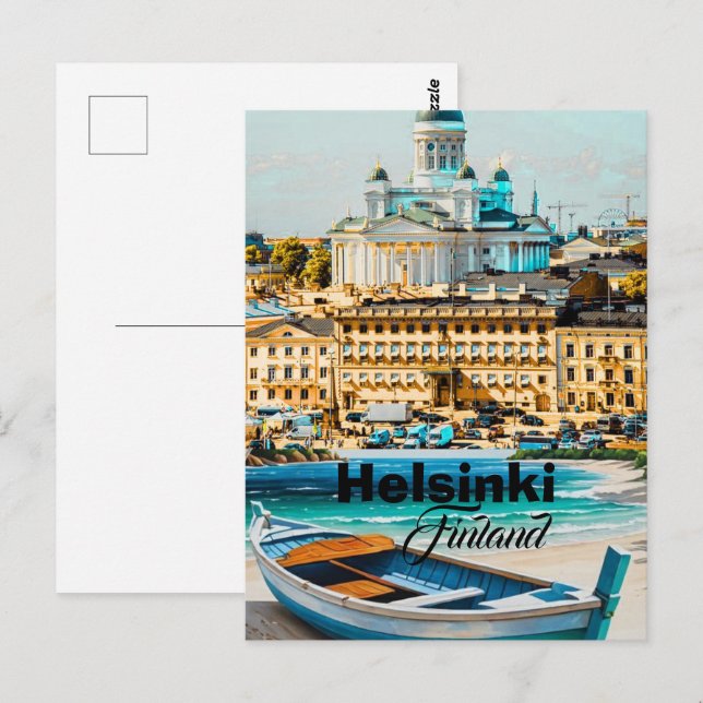 Art de carte postale de voyage Helsinki Finlande,  (Devant / Derrière)