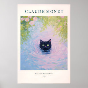 Art de chat de Monet Impression de chat noir dans