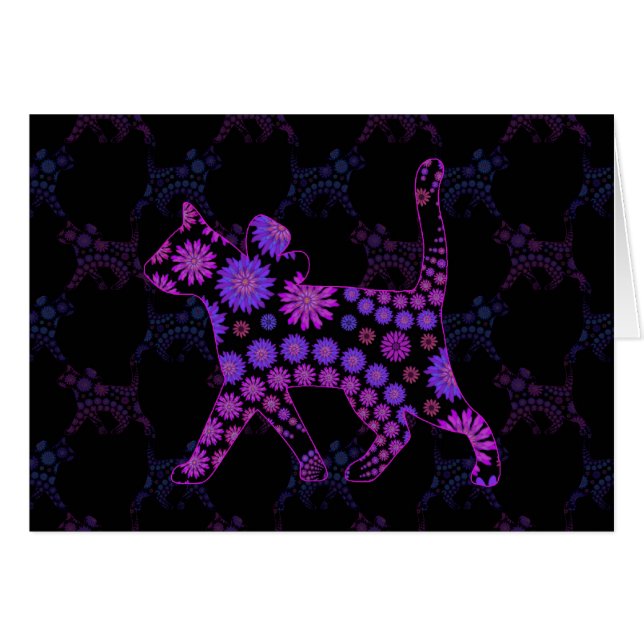 Art de chat floral violet (Devant horizontal)