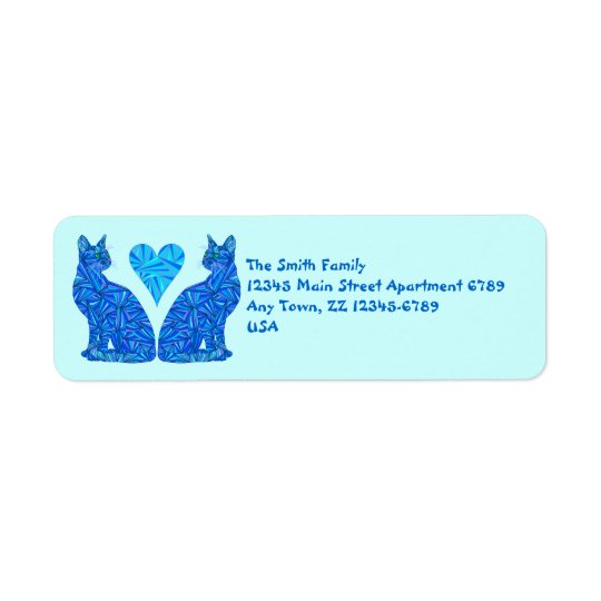 Art de chats et de coeur d'abrégé sur bleu de Z Étiquettes D’adresse Retour