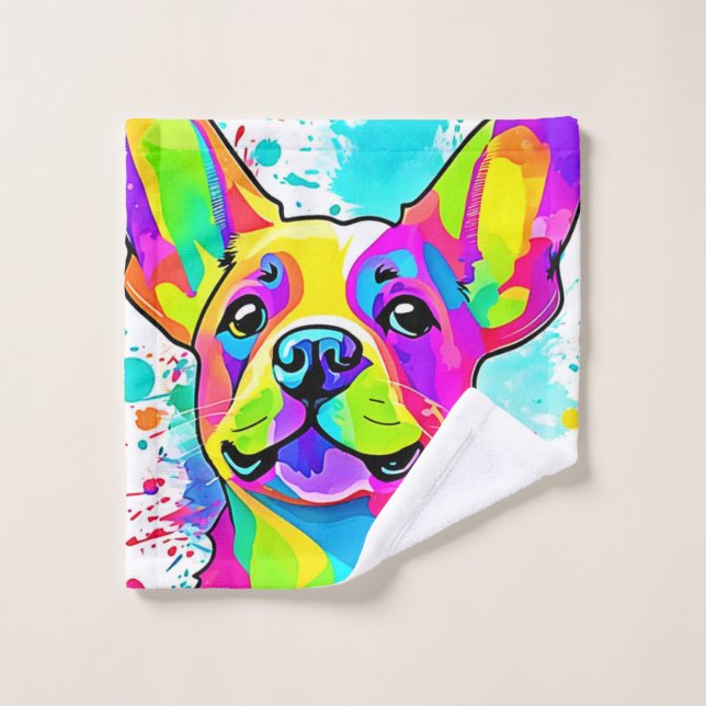 Art de chiot Bulldog français vibrant (Gant de toilette)
