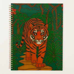 Art de cloisonné Tigre sur le chemin de la jungle