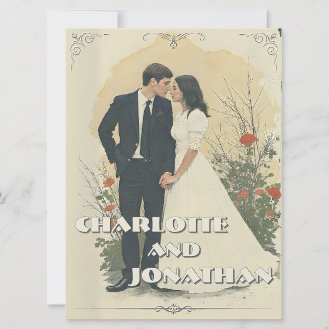 Art de couple de mariage romantique vintage (Devant)