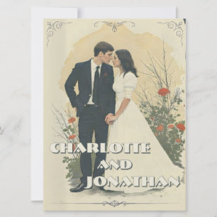 Art de couple de mariage romantique vintage