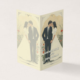 Art de couple de mariage romantique vintage