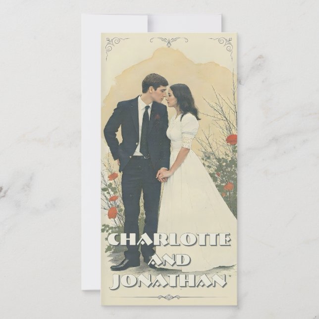 Art de couple de mariage romantique vintage (Devant)