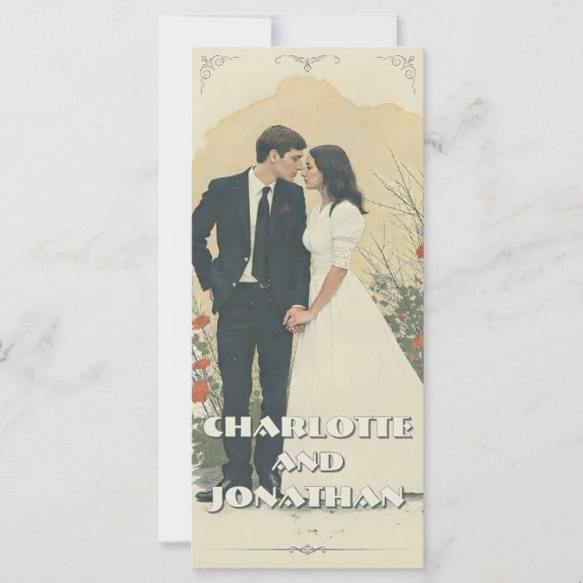 Art de couple de mariage romantique vintage (Devant)