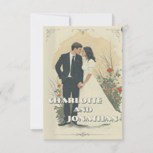 Art de couple de mariage romantique vintage