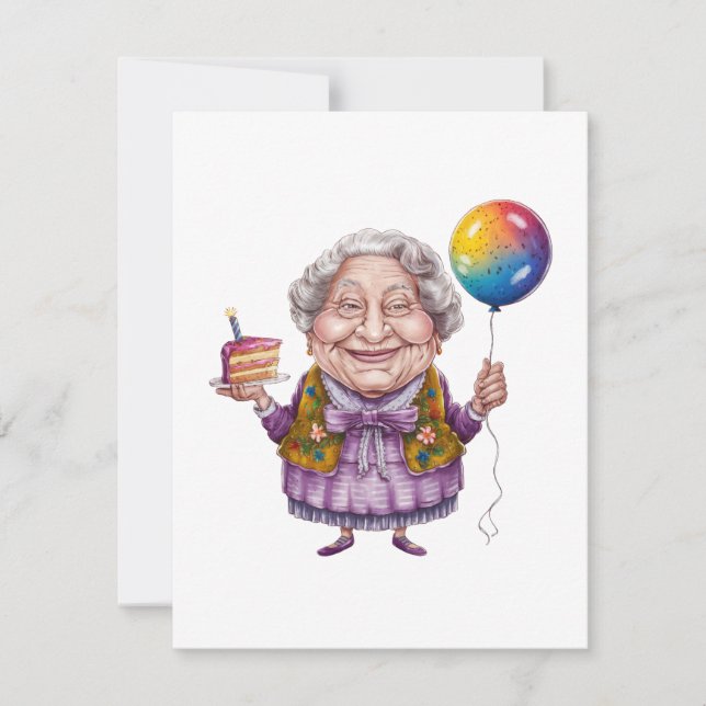 Art de fête d'anniversaire de grand-mère drôle à v (Devant)