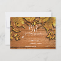 Art de feuille d'or faux d'automne Élégant RSVP d'