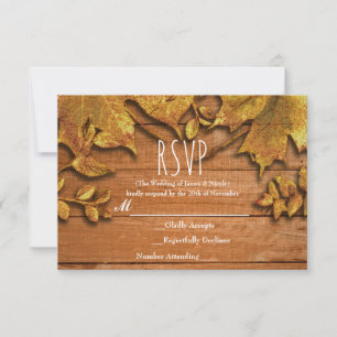 Art de feuille d'or faux d'automne Élégant RSVP d'