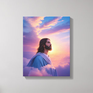 Art de Jésus sur ciel Impression en toile étirée