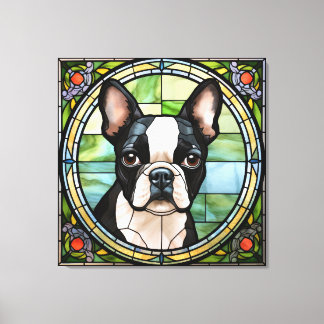 Art de la toile en verre de Boston Terrier Faux