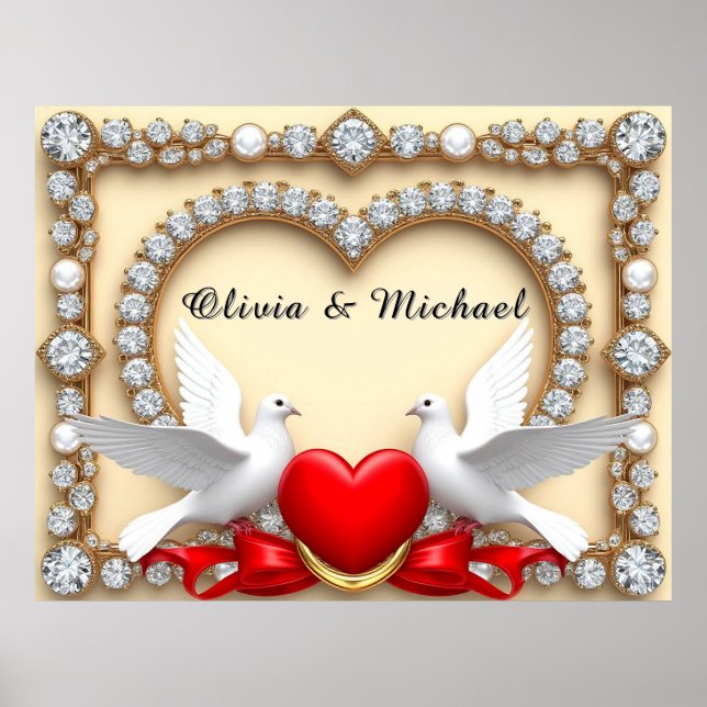🕊️ Art de mariage romantique pour décoration de c (Devant)