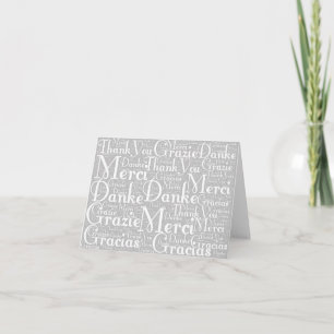 Art de mots : Merci en plusieurs langues gris blan