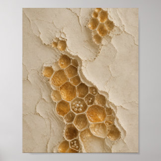 Art de nid d'abeille sculptural Poster mural ambre
