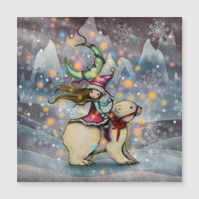 Art de Noël d'elfe chevauchant un ours polaire (Devant)