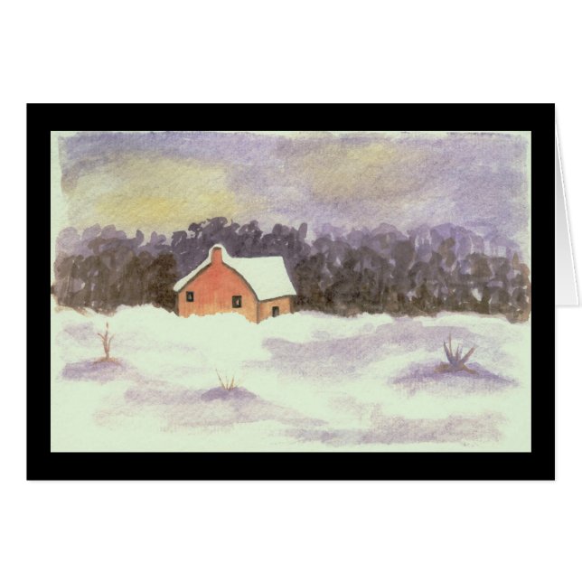 Art de paysage d'aquarelle peu de neige d'hiver de (Devant Horizontal)