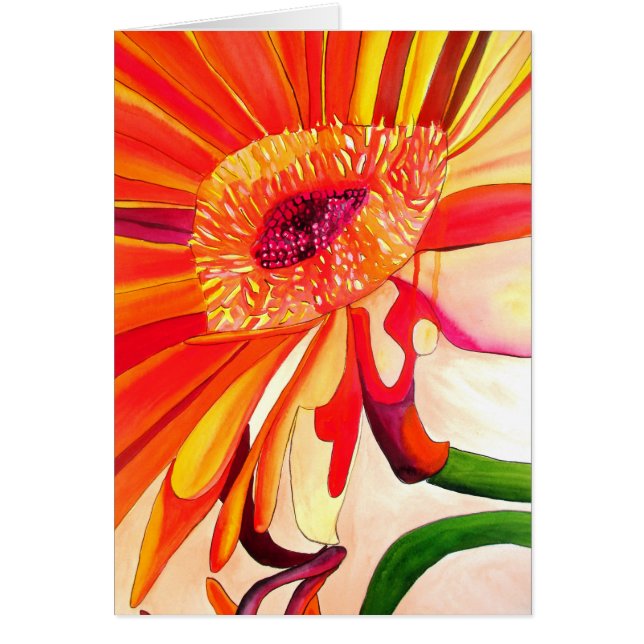 Art de peinture à l'aquarelle de fleurs de Gerbera (Devant)