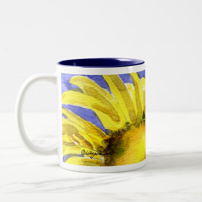 Art de peinture d'aquarelle de tasse du tournesol (Gauche)