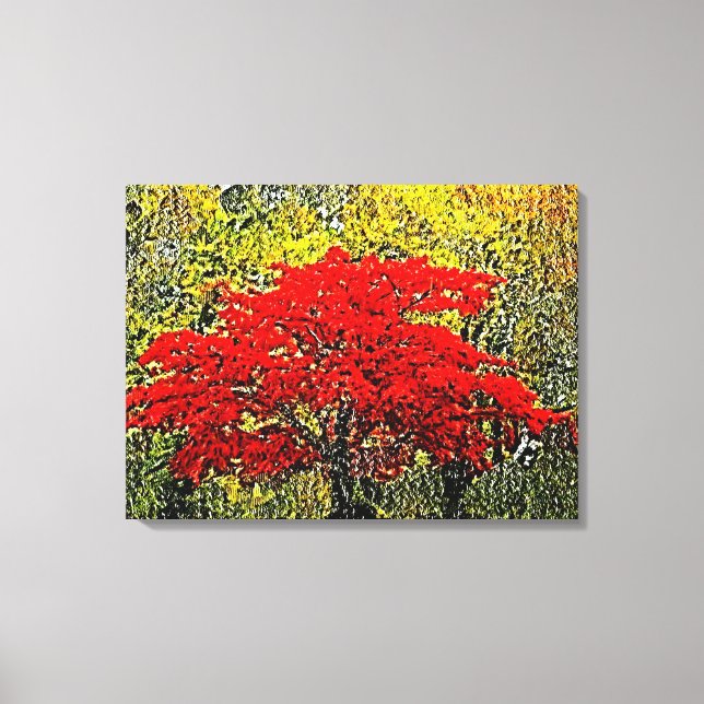 Art de peinture rouge d'automne - Toile enveloppée (Recto)