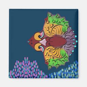 Art de poisson abstrait en écriture thaïe Aimant