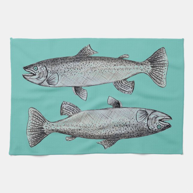 Art de poissons sur la serviette de cuisine (Horizontal)
