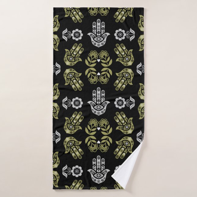 Art de protection de la main Hamsa (Serviette de bain)