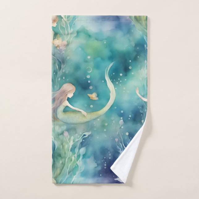 art de sirènes à l'aquarelle  (Serviette à main)