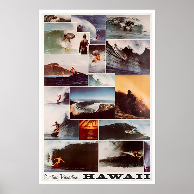 Art de surf à Hawaii Photo de surfeur Impression h (Devant)