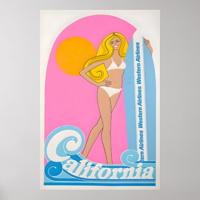Art de surf de Californie Impression de surfeur Vo (Devant)