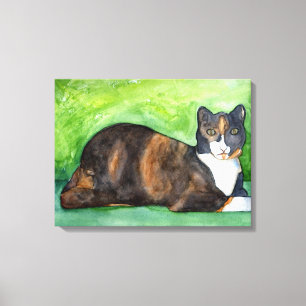 Art de toile de peinture d'aquarelle de chat de