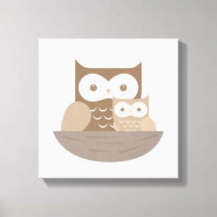 Art de toile moderne neutre de chouette de nursery