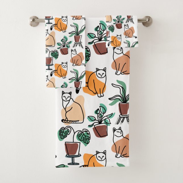 Art de trait dessin chats et fleurs (En situation)