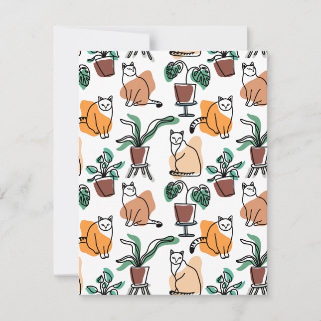 Art de trait dessin chats et fleurs (Devant)