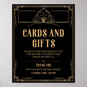 Art Déco 20s Cartes et cadeaux Black Gold Mariage
