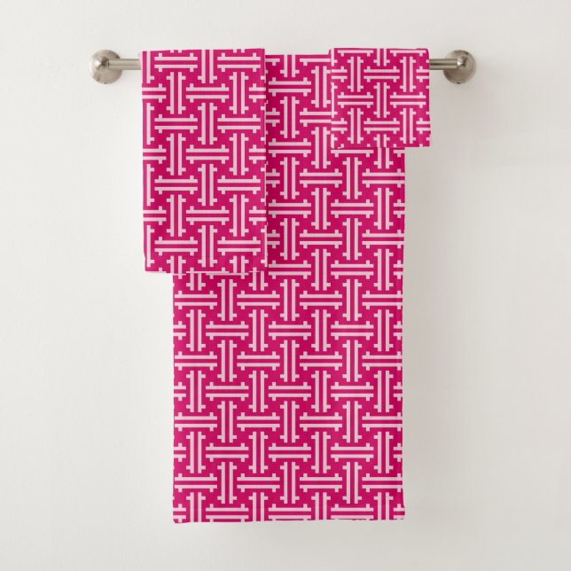 Art Déco à claustra chinois, Fuchsia et rose clair (En situation)