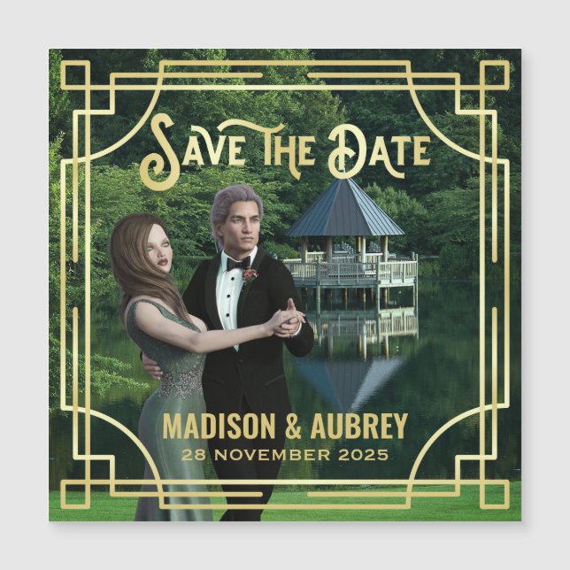 Art Déco Ajouter votre photo Elegant Gold Enregist (Devant)